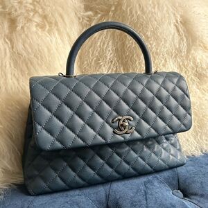 Chanel Coco Top Handle Bag Quilted Caviar Medium blue